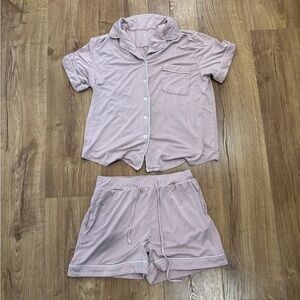 Cozy Earth Bamboo Button Down Short Sleeve Top & Shorts Pajama Set
